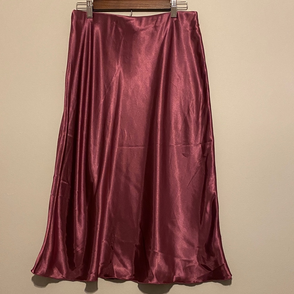 Nicole Miller Satin Maxi Skirt - Deep Red